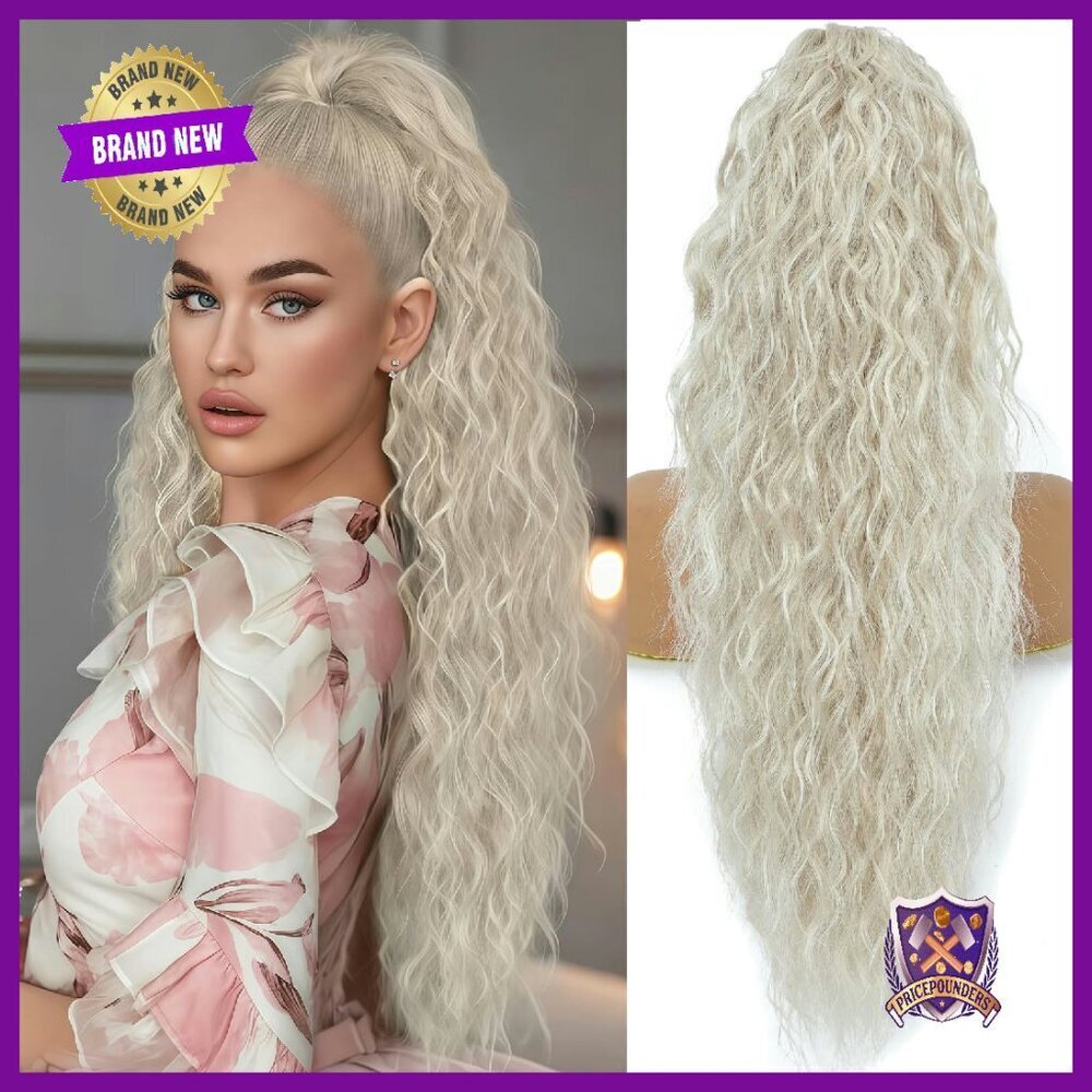 28 Inch Wavy Curly Clip-In Ponytail Extension, Heat-Resistant Synthetic